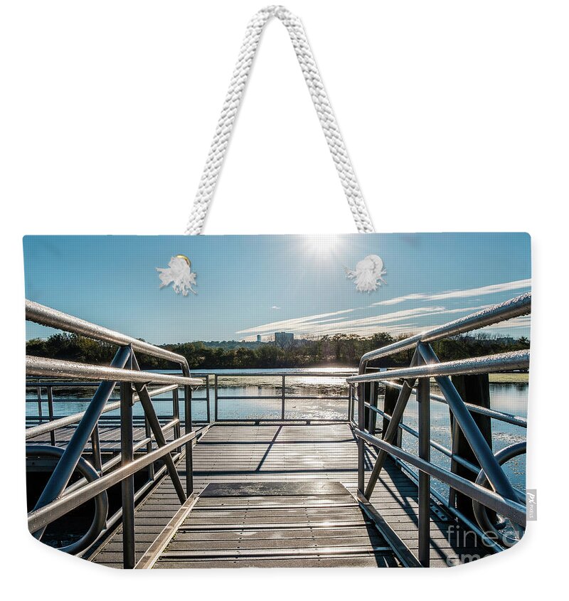 Lake Weekender Tote Bag featuring the photograph Steel Dock by Len Tauro