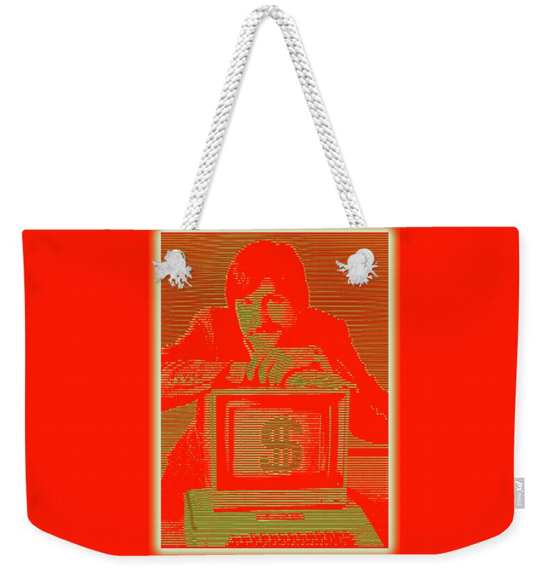 Wunderle Weekender Tote Bag featuring the digital art Steve Jobs V1B by Wunderle