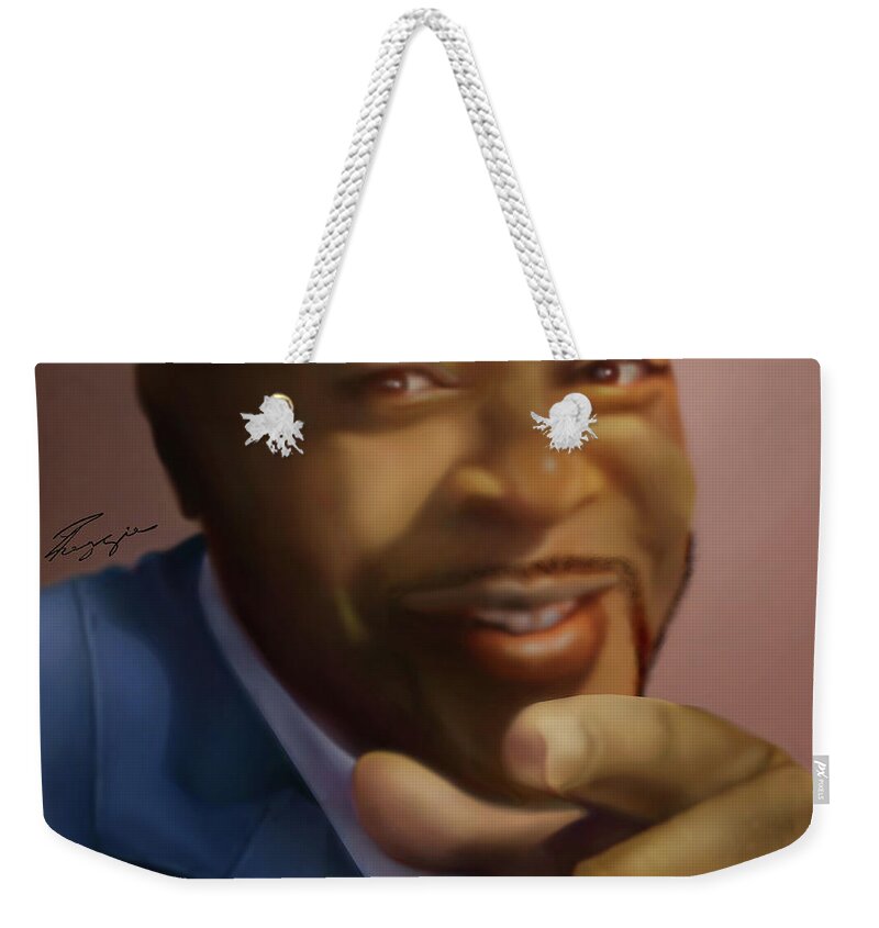Commissioned Weekender Tote Bag featuring the painting Steven 1 by Reggie Duffie
