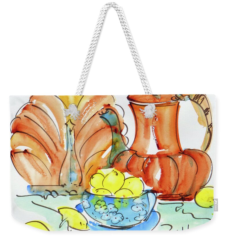 Impressionism Weekender Tote Bag featuring the painting Still Life Copper by Pat Katz