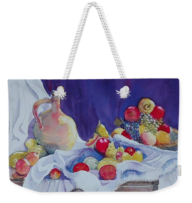 Fruit Weekender Tote Bag featuring the painting Still Life by Sandie Croft