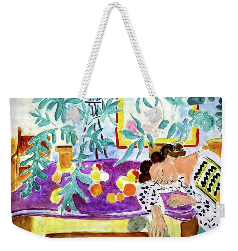 Still Life Weekender Tote Bag featuring the painting Still Life With Sleeper by Henri Matisse 1940 by Henri Matisse