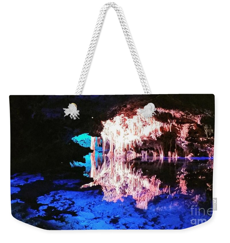 Caves Stalagmites Weekender Tote Bag featuring the photograph Stillness in the caves by Elena Pratt