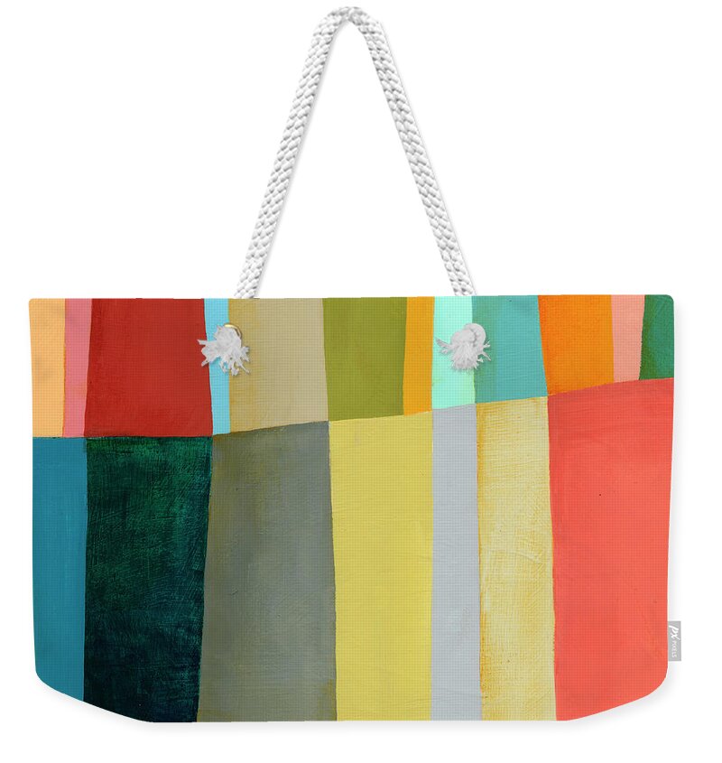 Abstract Art Weekender Tote Bag featuring the painting Stitched Together #7 by Jane Davies
