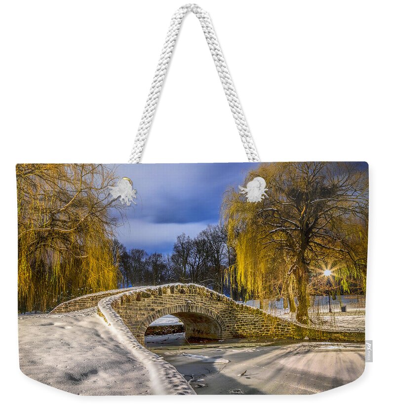 Stone Weekender Tote Bag featuring the photograph Stone Bridge at Hiawatha by Rod Best