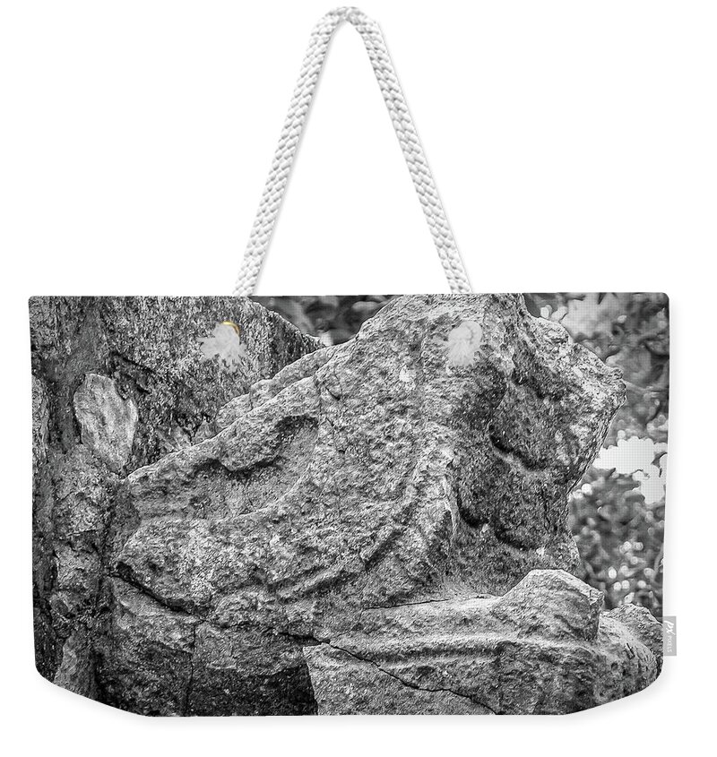 Chichen Itza Weekender Tote Bag featuring the photograph Stone Snakehead Carving - Chichen Itza by Frank Mari