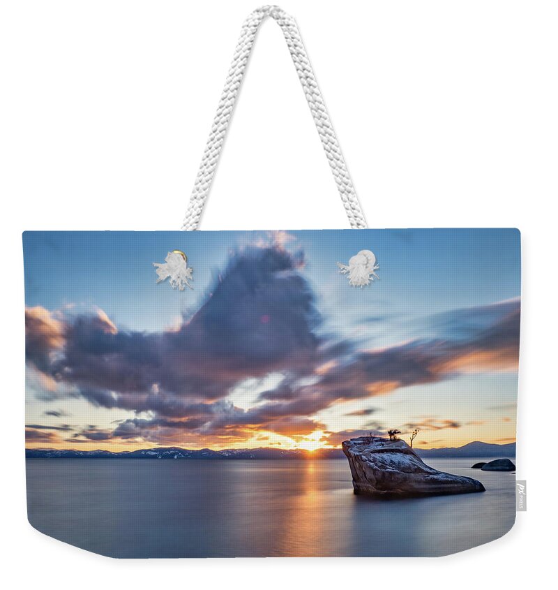 Lake Weekender Tote Bag featuring the photograph Stone Water Sky by Martin Gollery
