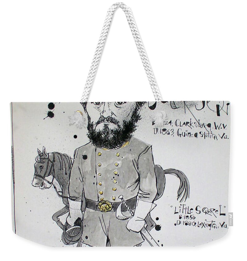  Weekender Tote Bag featuring the drawing Stonewall Jackson by Phil Mckenney