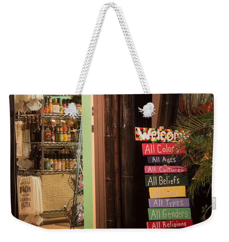 Store Weekender Tote Bag featuring the photograph Store where everyone is welcome by L Bosco
