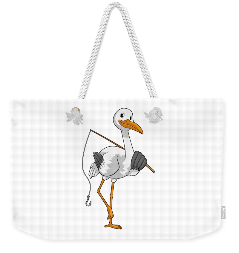 Stork as Fisher with Fishing rod Weekender Tote Bag by Markus