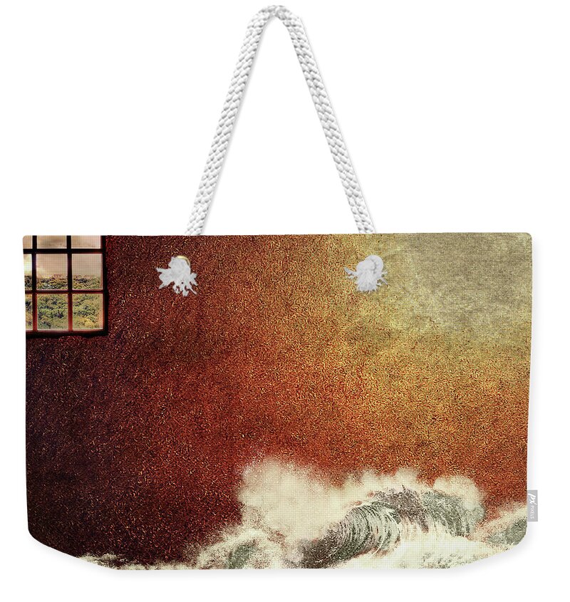 Orange Weekender Tote Bag featuring the digital art Storm Against the Walls by Amy Shaw