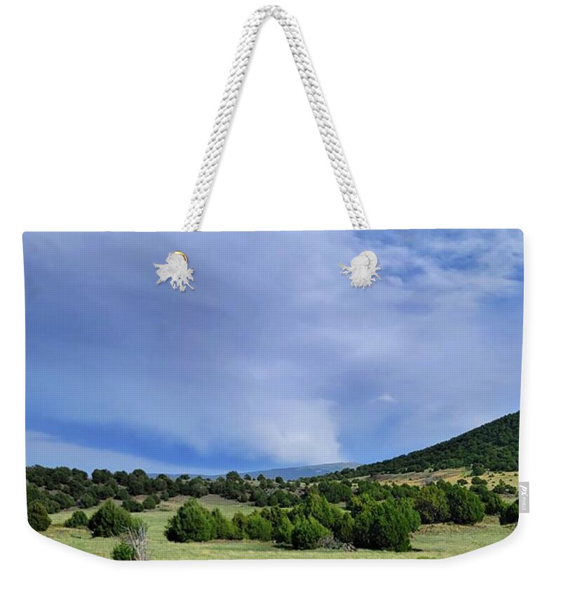 Volcano Weekender Tote Bag featuring the photograph Storm Near Capulin Volcano by Ally White