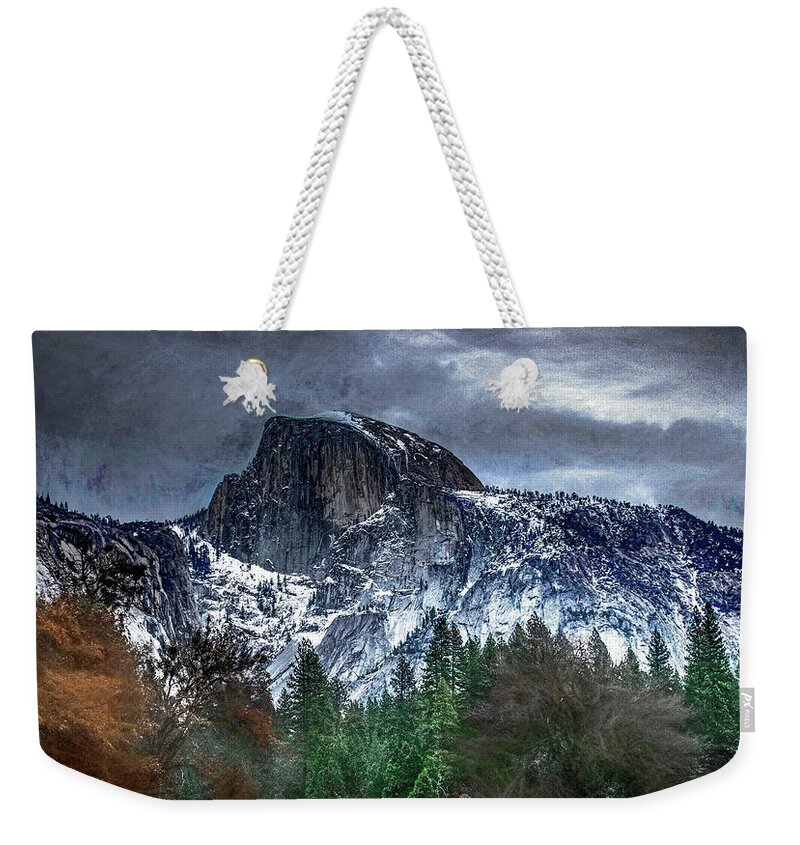 Yosemite Weekender Tote Bag featuring the photograph Storm Over Half Dome by Wayne King