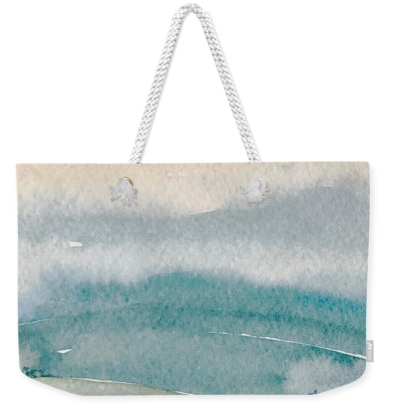 Blue Weekender Tote Bag featuring the painting Storm Over Topanga by Luisa Millicent