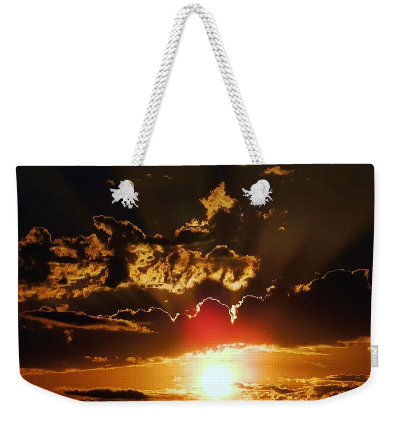 Sunset Weekender Tote Bag featuring the photograph Storms a'brewin by Judy Stepanian