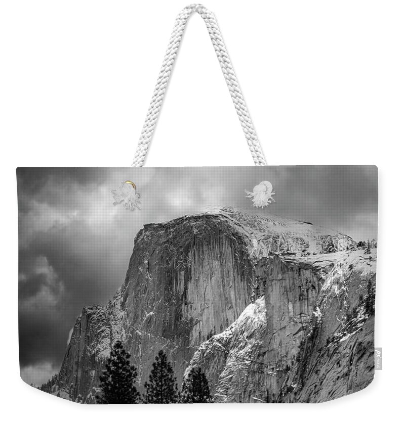 Landscape Weekender Tote Bag featuring the photograph Stormy Half Dome by Romeo Victor