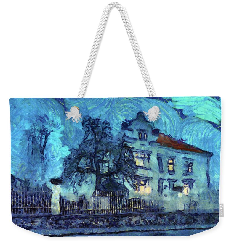 Stormy Night Weekender Tote Bag featuring the painting Stormy night by George Rossidis
