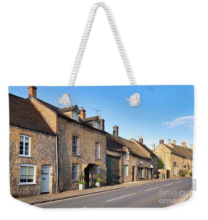 Cotswold Stone Weekender Tote Bag featuring the photograph Stow on the Wold Sheep Street at Daybreak by Tim Gainey