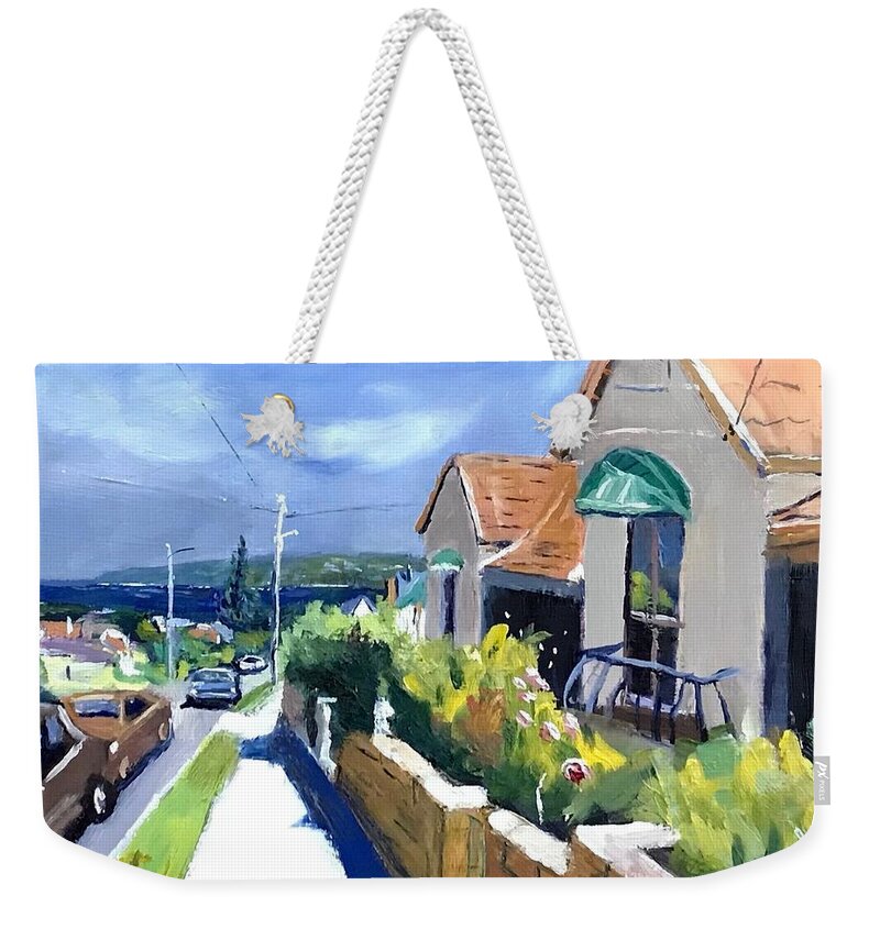 Australia Weekender Tote Bag featuring the painting Streetscape Austrilia by Shawn Smith