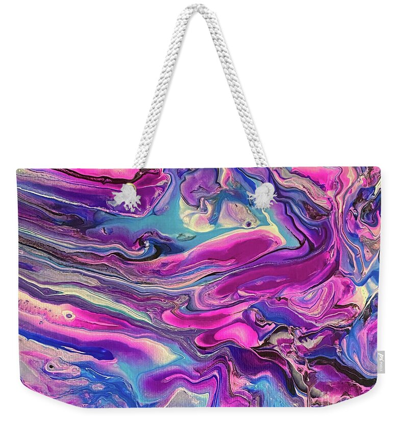 Purple Weekender Tote Bag featuring the painting Stretch by Lisa Neuman