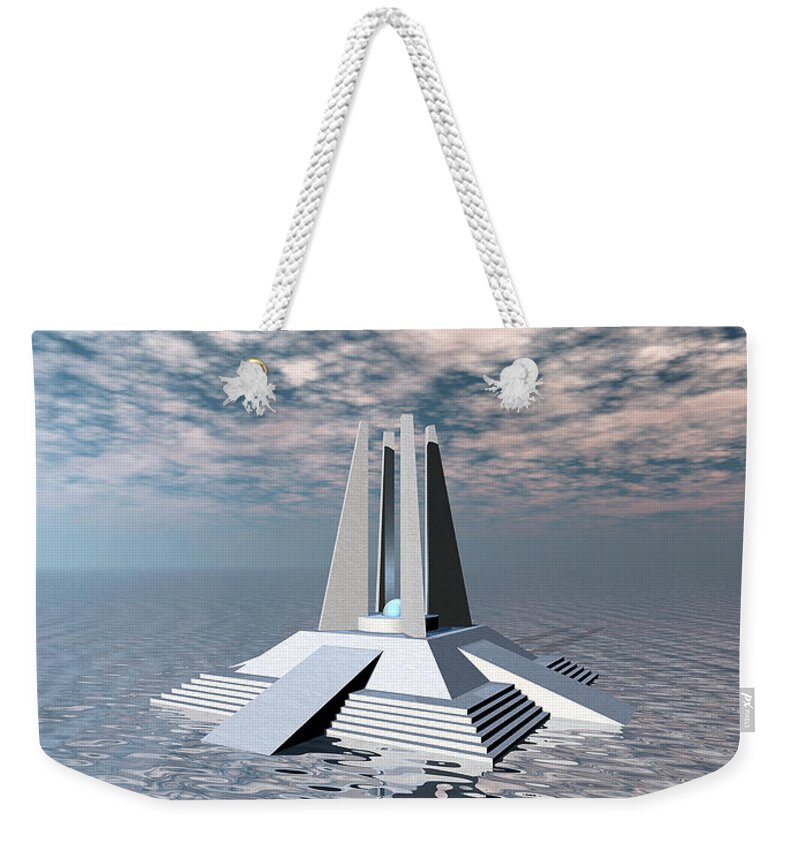 Atlantis Weekender Tote Bag featuring the digital art Structural Tower of Atlantis by Phil Perkins