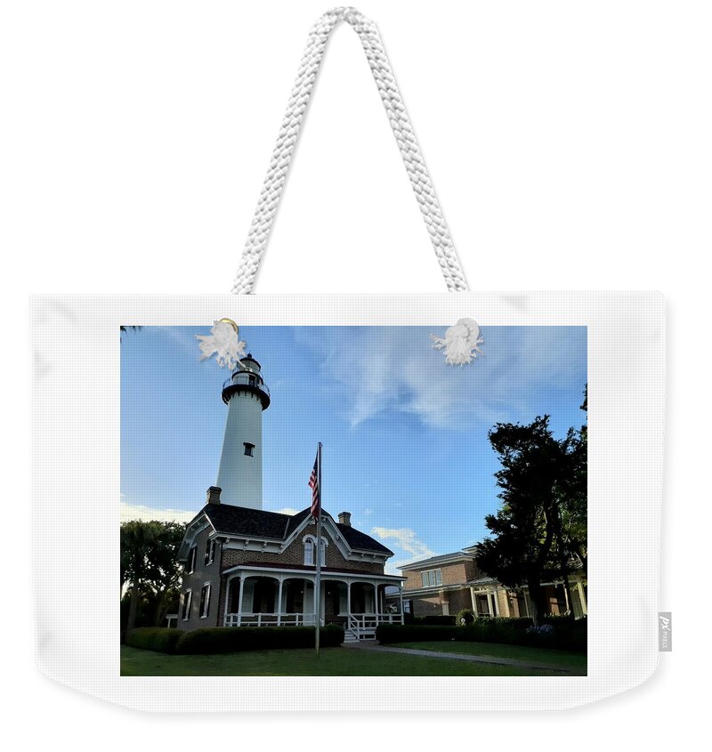 Lighthouses Weekender Tote Bag featuring the photograph St.Simons Lighthouse by Victor Thomason