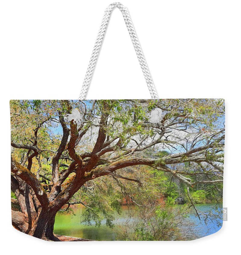 Oak Weekender Tote Bag featuring the photograph Sturdy Old Live Oak Tree by Ola Allen