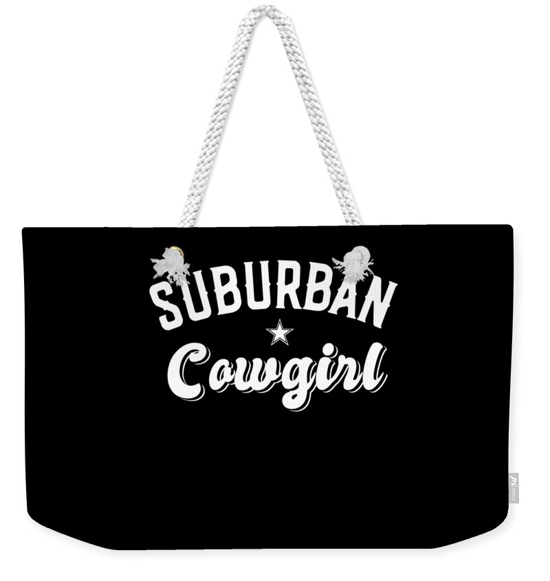 Cute Weekender Tote Bag featuring the digital art Suburban Cowgirl by Flippin Sweet Gear
