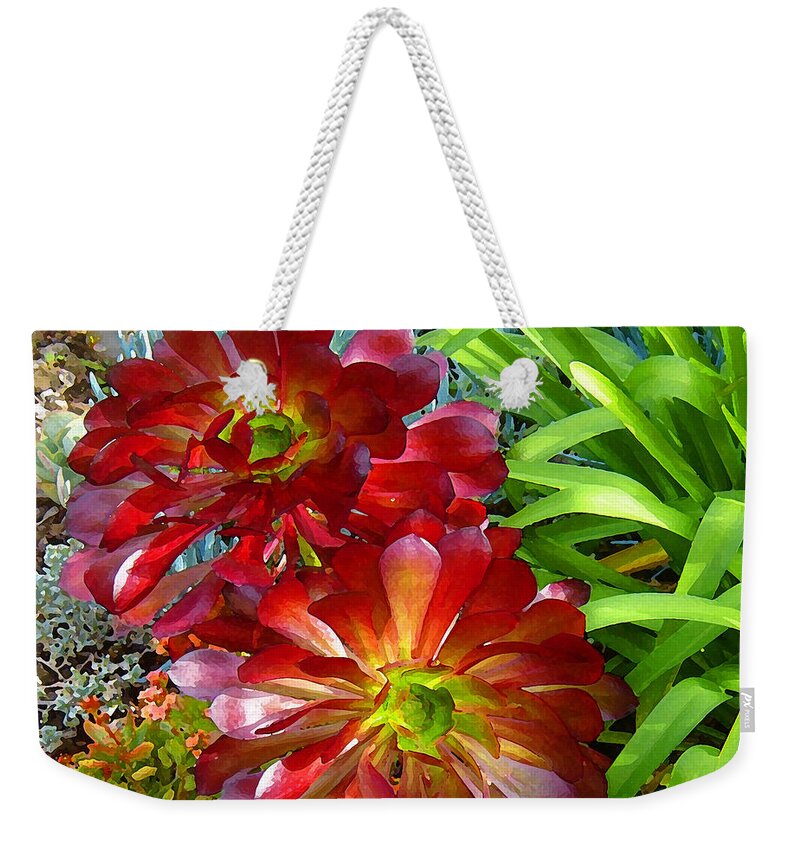 Succulent Weekender Tote Bag featuring the painting Succulent Garden by Amy Vangsgard