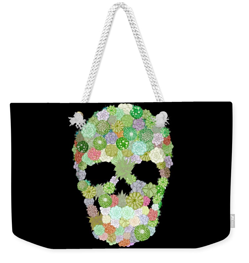 Plant Weekender Tote Bag featuring the drawing Succulent Skull by Ludwig Van Bacon