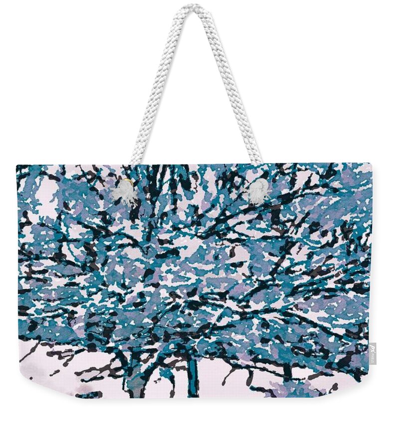 Snow Weekender Tote Bag featuring the photograph Sudden Snow in Blue by Ruben Carrillo