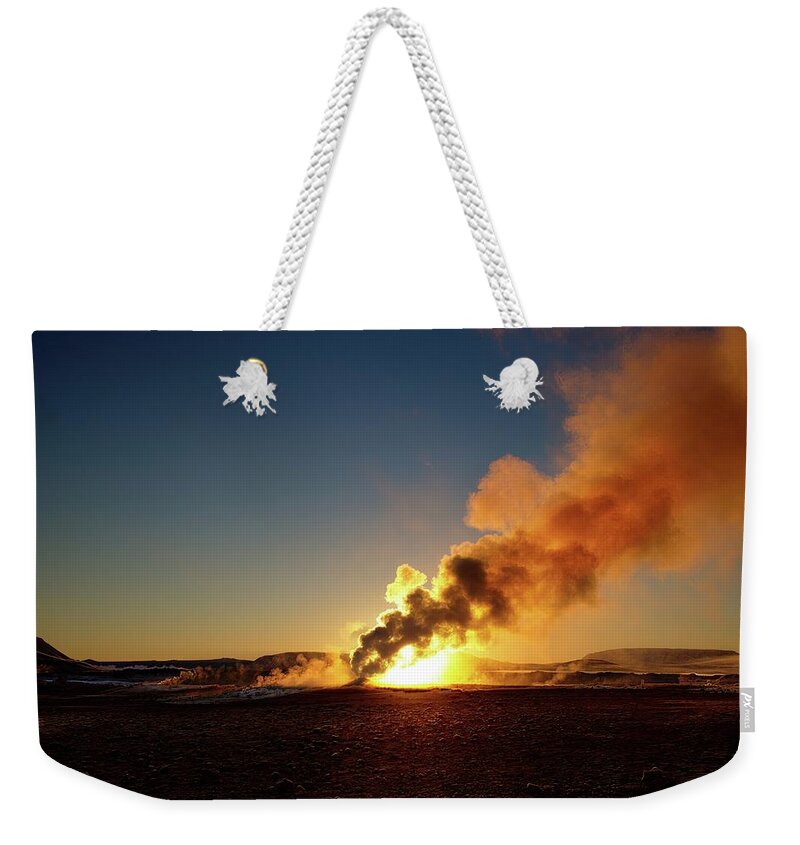 Iceland Weekender Tote Bag featuring the photograph Sulfur dawn by Christopher Mathews