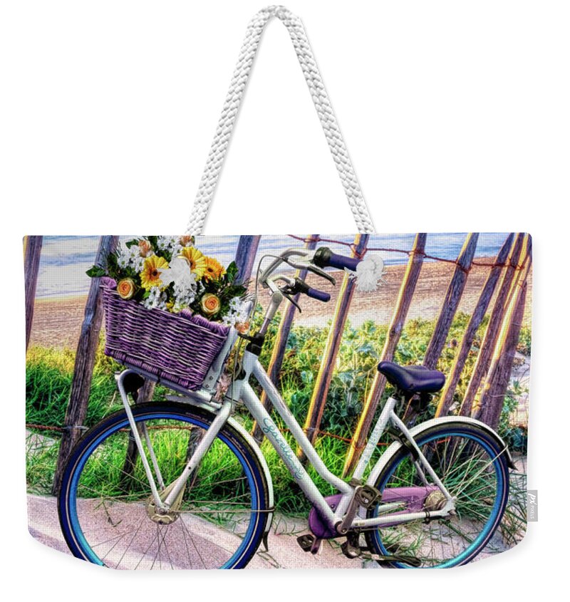 Birds Weekender Tote Bag featuring the photograph Summer Bicycle at Sunset II by Debra and Dave Vanderlaan