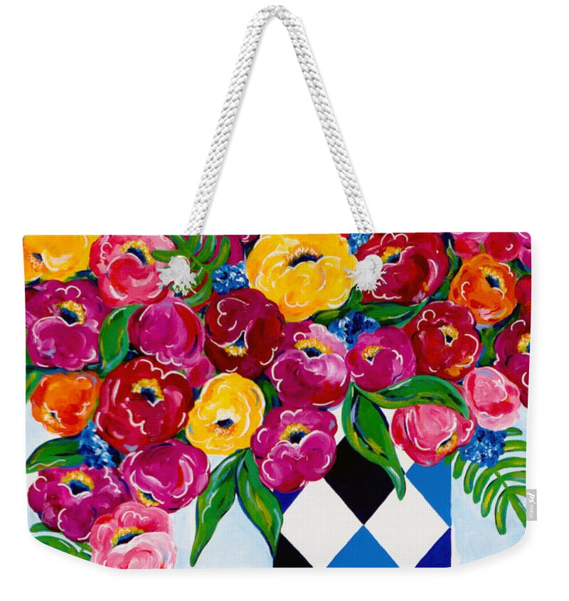 Flower Bouquet Weekender Tote Bag featuring the painting Summer Blooms by Beth Ann Scott