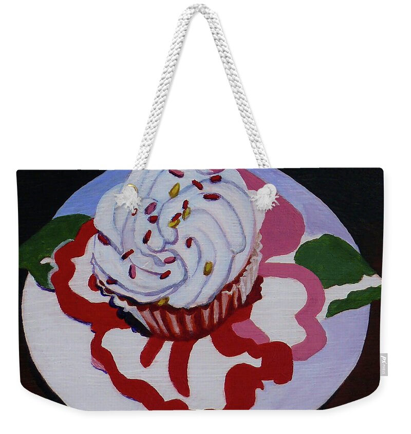 Summer Cupcake Weekender Tote Bag featuring the painting Summer Cupcake by Susan Duda