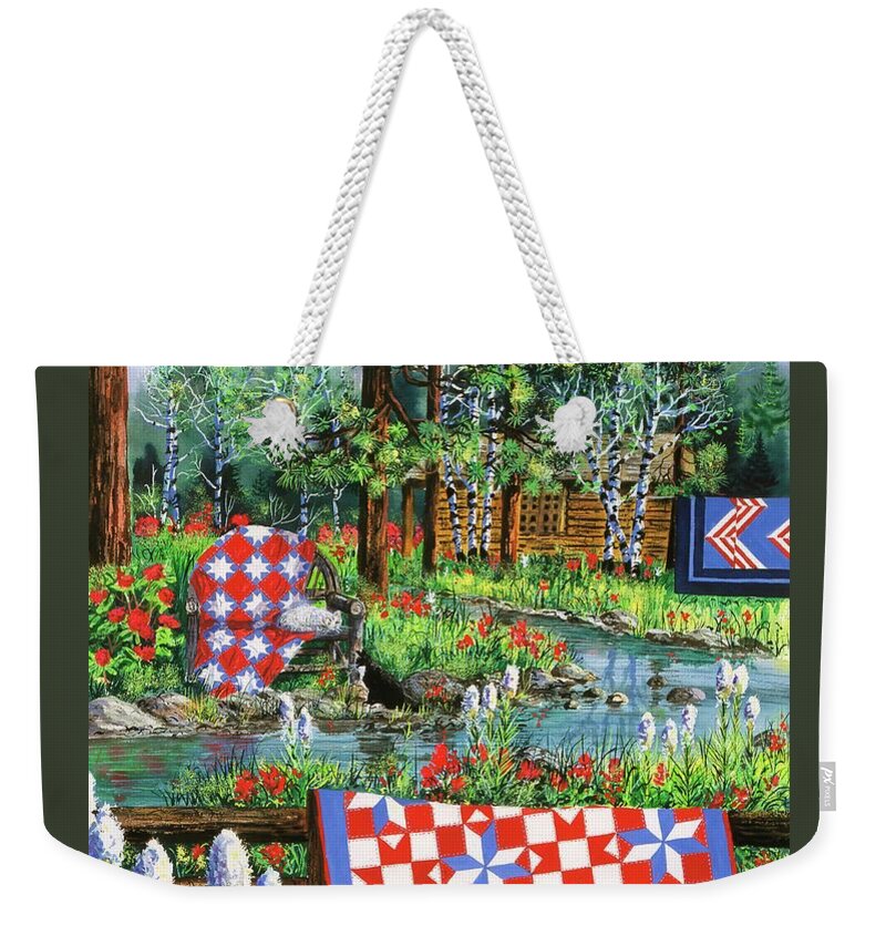 Log Cabin Weekender Tote Bag featuring the painting Summer Dream by Diane Phalen