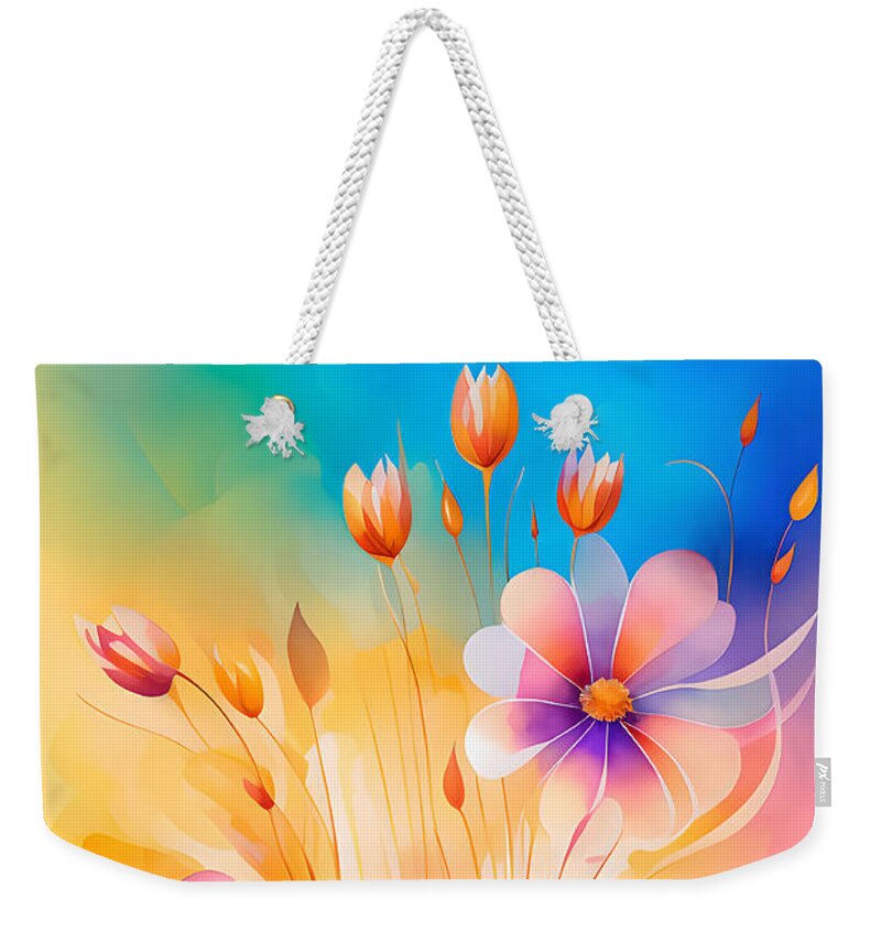 Abstract Weekender Tote Bag featuring the digital art Summer Flowers - 3 by Philip Preston
