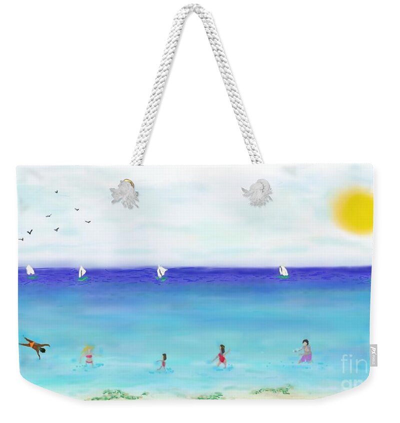 Summer Weekender Tote Bag featuring the digital art Summer Holiday by Reina Resto
