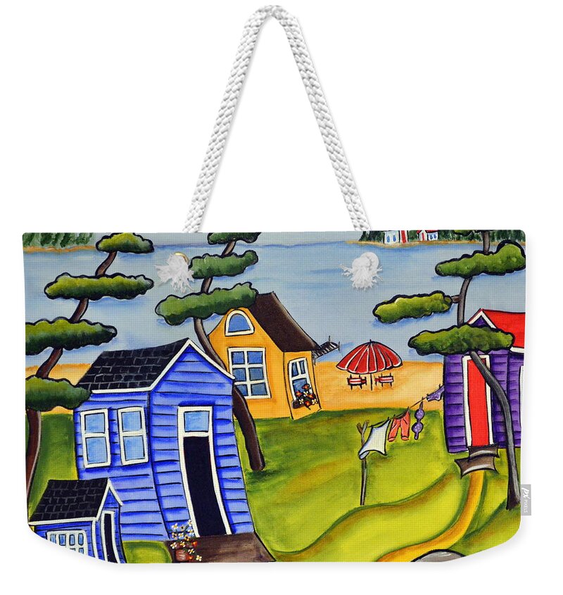 Colourful Weekender Tote Bag featuring the painting Canada Day by Heather Lovat-Fraser
