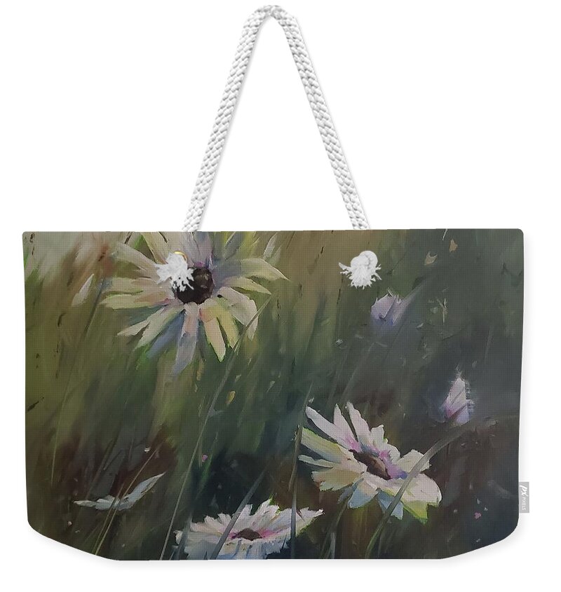 Daisy Weekender Tote Bag featuring the painting Summer is Daisies by Sheila Romard