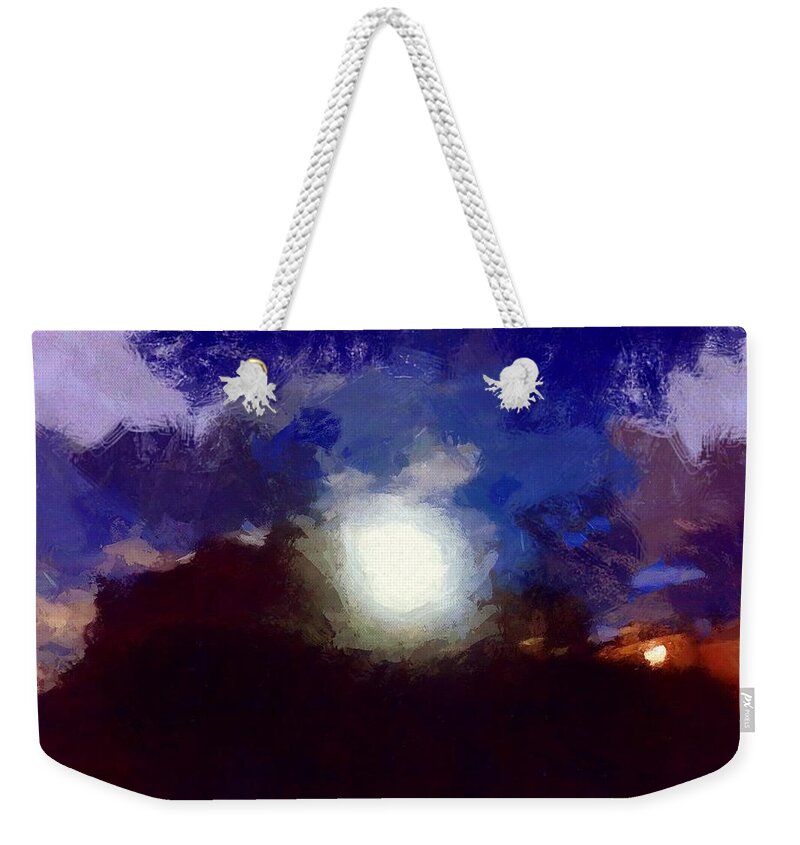 Sky Weekender Tote Bag featuring the mixed media Summer Moon by Christopher Reed