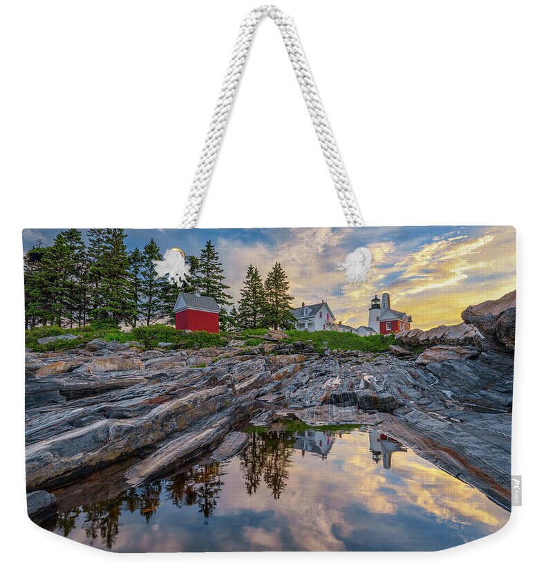 Pemaquid Point Lighthouse Weekender Tote Bag featuring the photograph Summer Morning at Pemaquid Point Lighthouse by Kristen Wilkinson