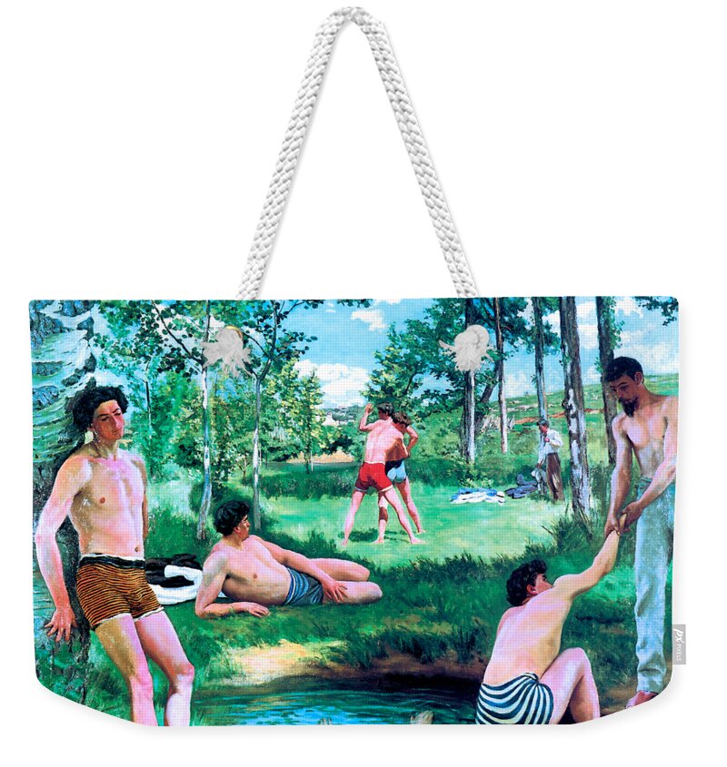 Bazille Weekender Tote Bag featuring the painting Summer Scene 1869 by Frederic Bazille