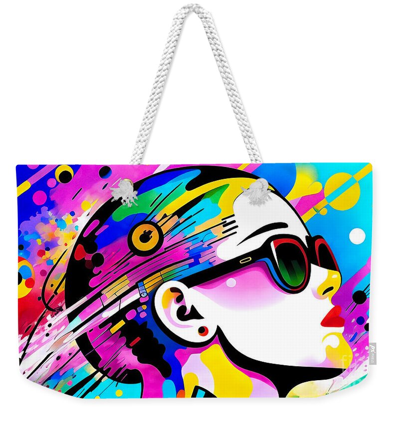 Abstract Weekender Tote Bag featuring the digital art Summer Vibes Colour Burst - Portrait 1 by Philip Preston