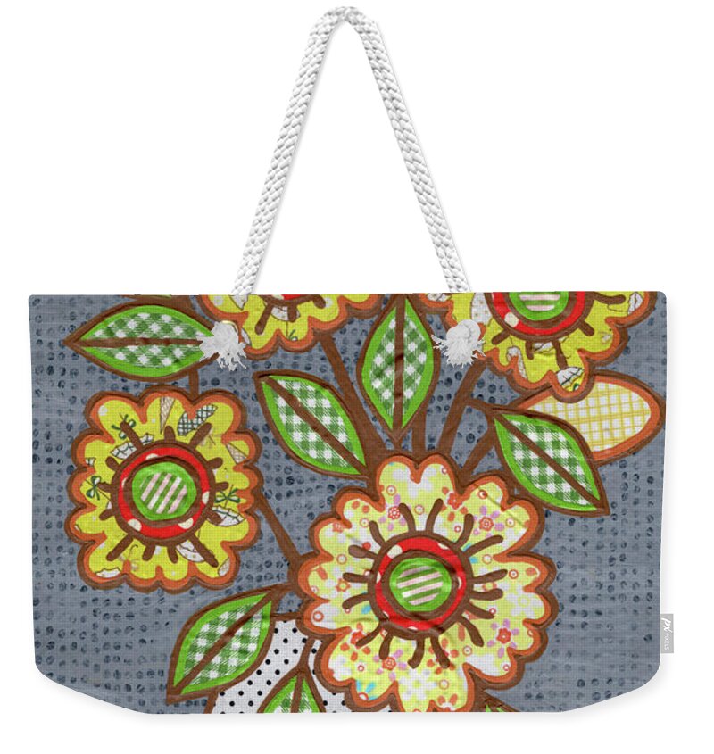 Flowers In A Vase Weekender Tote Bag featuring the painting Summertime Bouquet by Amy E Fraser