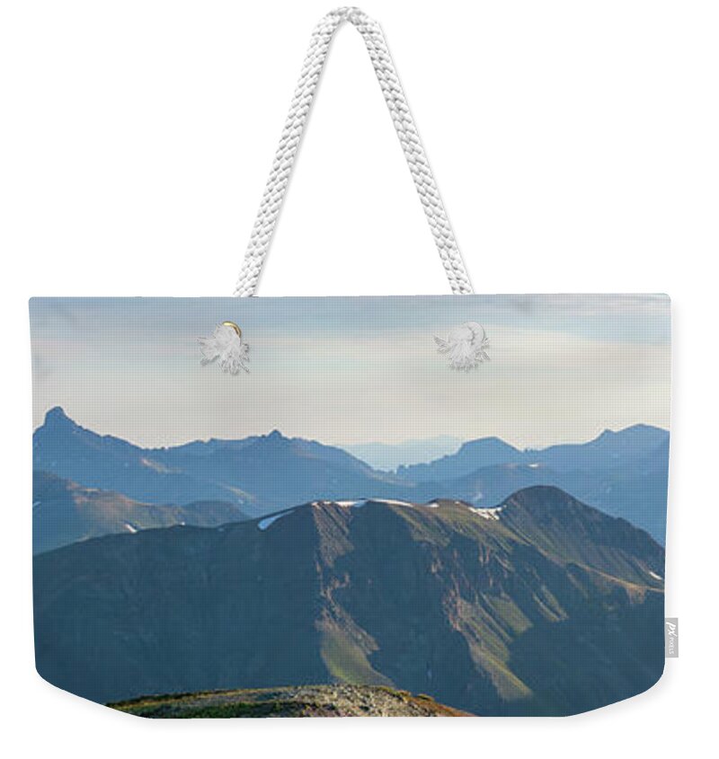 14ers Weekender Tote Bag featuring the photograph Summit Panorama - Handies Peak by Aaron Spong