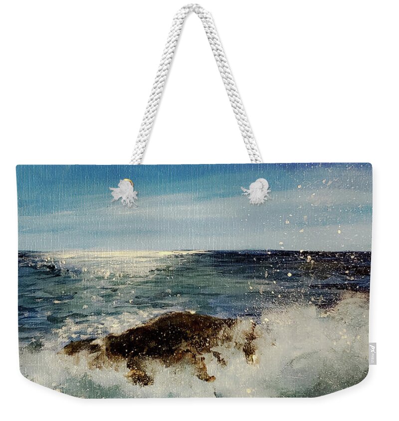 Sea Weekender Tote Bag featuring the painting Sun and Sea by Zan Savage