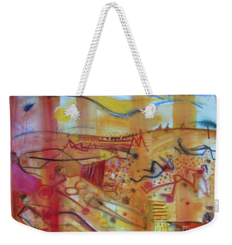  Weekender Tote Bag featuring the painting Sun Bathers by Cherie Salerno