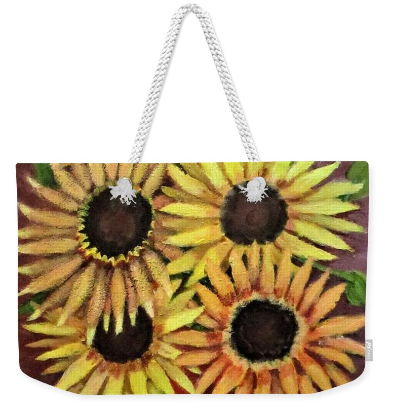 Still Life Weekender Tote Bag featuring the painting Sun Flowers by Gregory Dorosh