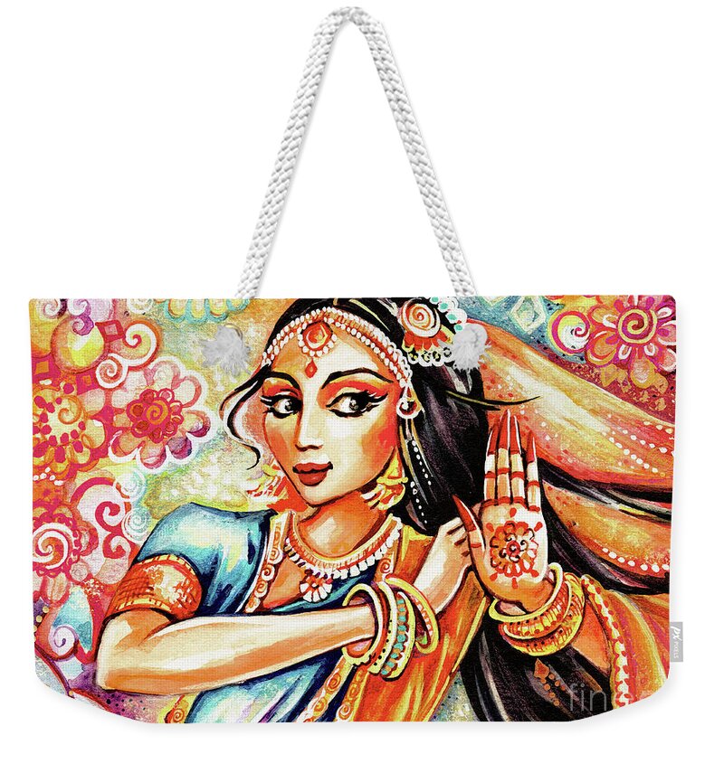 Indian Woman Weekender Tote Bag featuring the painting Sun Ray Dance by Eva Campbell